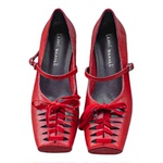 QIYUDUO 法式芭蕾舞鞋女内增高真皮春夏方头镂空一字带玛丽珍单鞋