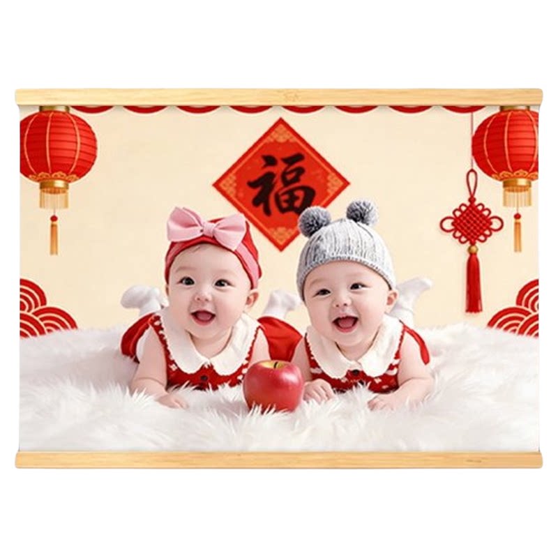 宝宝画报墙贴画求送子图挂画助备孕龙凤双胞胎照片娃娃卧室海报