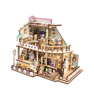 话语甜点屋木制拼装模型手工DIY城市建筑微缩场景3D立体拼图玩具