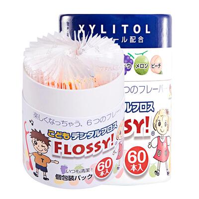 flossy儿童牙线水果味牙线棒2罐