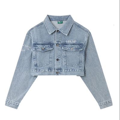 【摇滚明星】LAVALAND 高腰朋克铆钉牛仔外套火焰logo