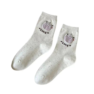 新款点子纱可爱袜子女中筒袜卡通春秋白色ins潮女生长袜夏季棉袜