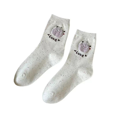 卡通袜子女棉袜日系点子纱长袜