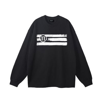 welldone喷墨模糊字母长袖t恤潮