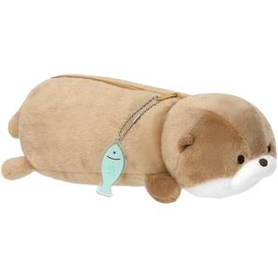 友游正版amuse水獭公仔玩偶笔袋可爱毛绒化妆包文具大容量收纳包