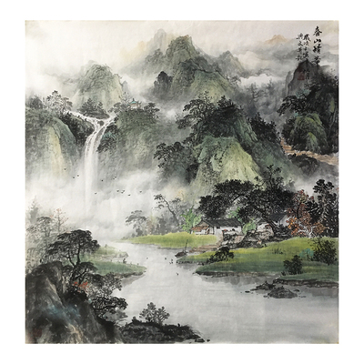纯手绘山水画客厅装饰画雅致禅意