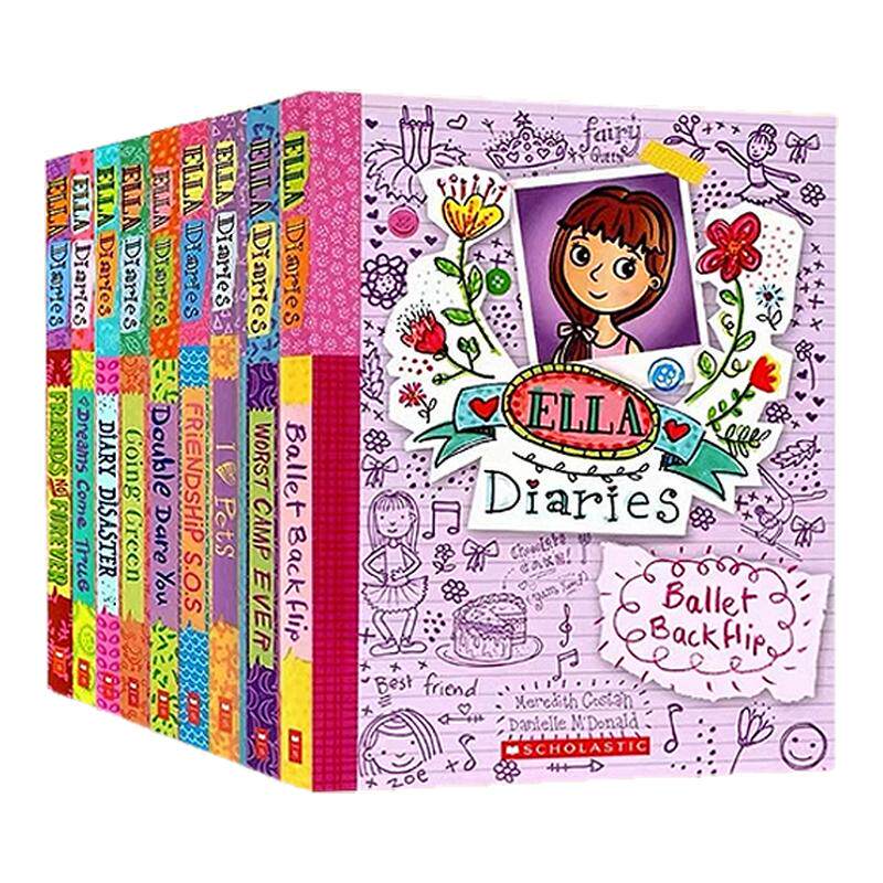 【小学女生爱看】艾拉日记9册Ella Diaries 英文原版小学生画画涂鸦儿童英语故事桥梁书 女生小心思