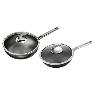 德国三头鹰纯钛无涂层不粘炒锅煎锅平底锅汤蒸锅奶锅锅具套装家用