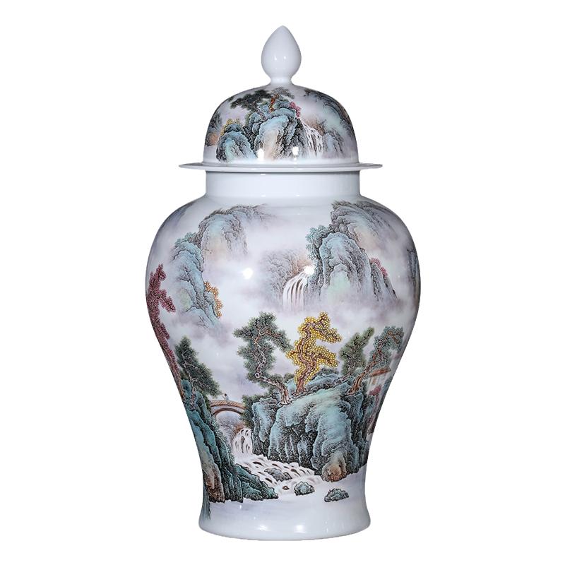 景德镇陶瓷器手绘粉彩高档带盖