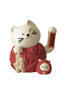 纳茉猫线团招财猫装饰桌面摆件
