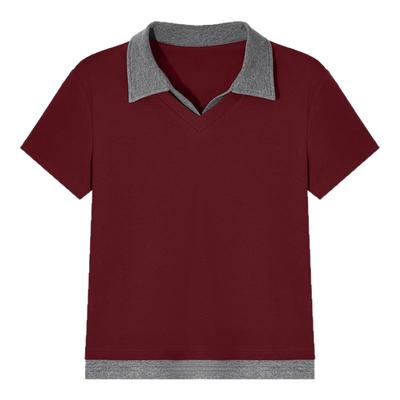 翻领正肩短袖t恤女夏季新款