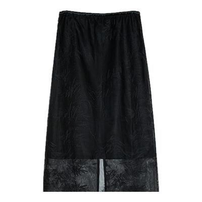 古木夕羊春季国风新中式绣花网纱腰裙女优雅减龄A字裙GS450172020