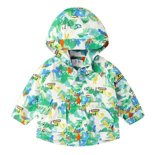 右欧男童外套山系满印女童防风防水衣服春秋寄新款童装儿童上衣