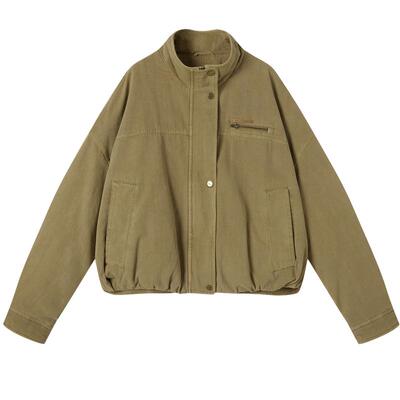 谜底夹克羽绒服女2025冬季新品宽松工装口袋防风拉链女254MY1706