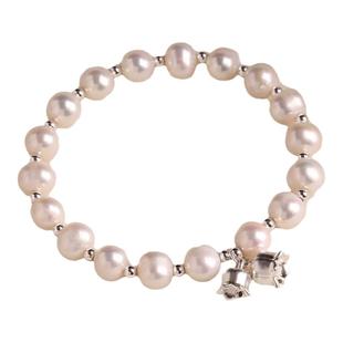 天然淡水珍珠手链女款铃兰花手串闺蜜轻奢小众精致手饰转运珠礼物