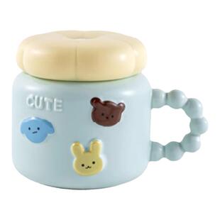 可爱少女心螺旋盖马克杯ins高颜值水杯带盖勺的陶瓷杯子女生早餐