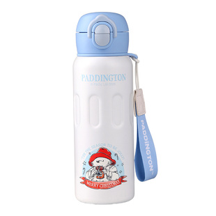 帕丁顿熊儿童保温杯男孩上学专用2025新款水壶学生不锈钢吸管水杯