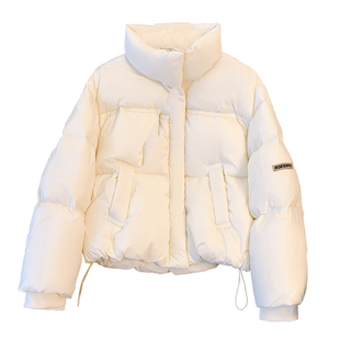 白色立领短款羽绒服女2025年冬季新款超好看加厚面包服小个子外套