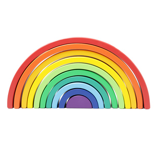 宝宝儿童早教构建积木彩虹榉木实木蒙特梭利教育玩具ins叠叠乐ZY