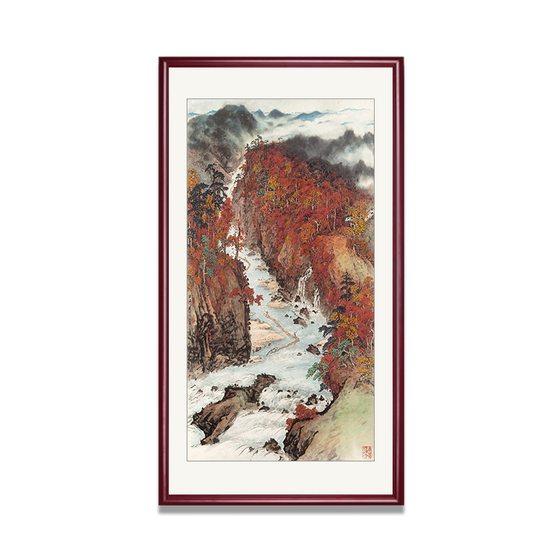 名家作品关山月山水画竖版玄关画