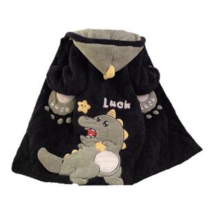 珊瑚绒睡衣女款冬季加绒加厚三层夹棉睡袍小个子保暖法兰绒家居服