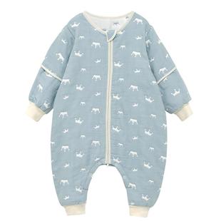 爱布谷婴儿睡袋春秋暖气房款儿童分腿宝宝纱布四季通用防踢被神器