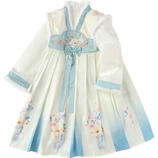 巴拉巴拉女童汉服中大童国风连衣裙秋冬季新款童装儿童古风服装小