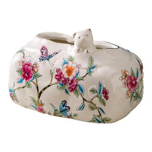 美式纸巾盒客厅轻奢陶瓷抽纸盒复古纸抽盒欧式创意法式高档摆件