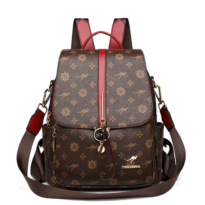 袋鼠旅游背包女包双肩包真皮包潮