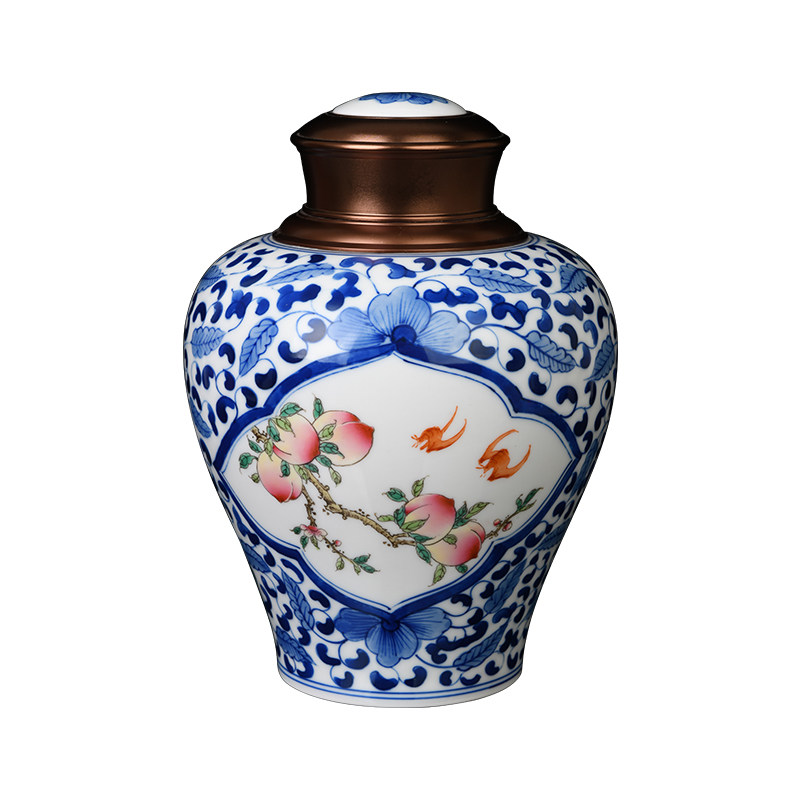 茶叶罐手绘青花瓷景德镇一斤装