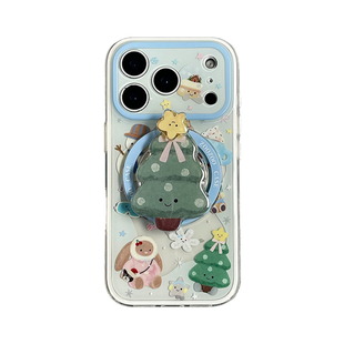 二合一磁吸冬日jellycat圣诞树公仔适用苹果17promax手机壳iphone16pro新款15带支架14双层13女17全包防摔套