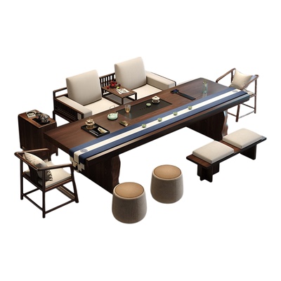 新中式实木大板罗汉床茶桌椅组合