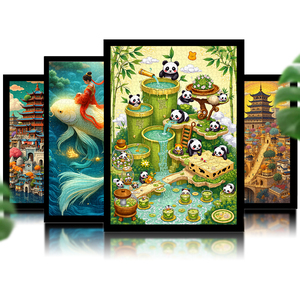 拼图1000片高端蓝卡风景带相框