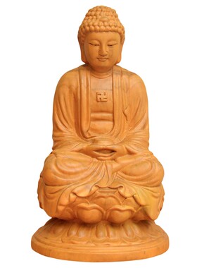 正宗香樟木释迦牟尼佛像木雕摆件