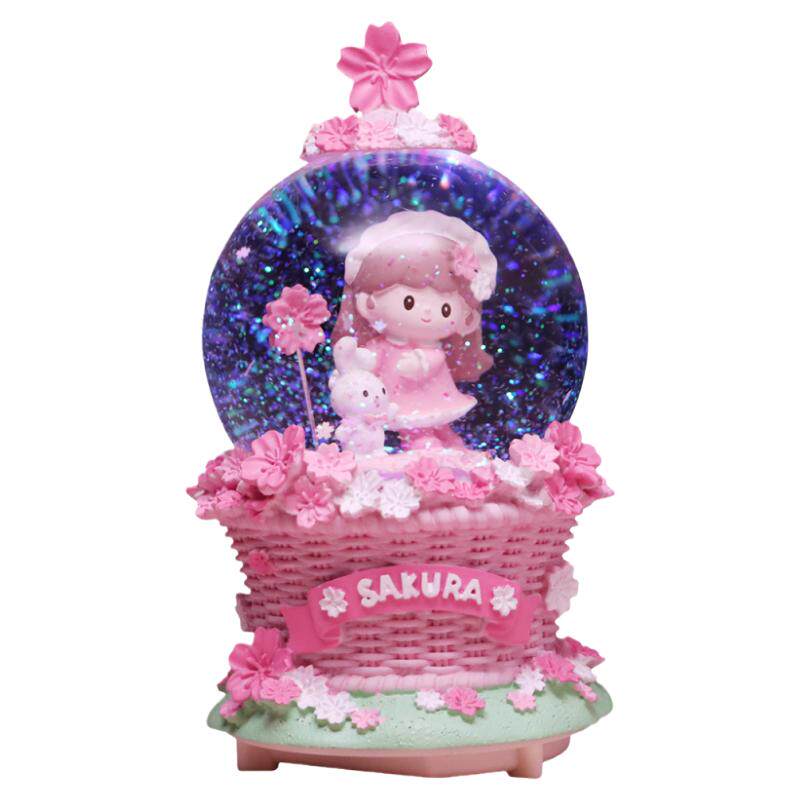 小鹿女孩水晶球音乐盒生日礼物