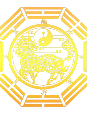 五帝钱解门对门八卦金属麒麟镇宅
