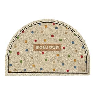 彩色圆点入户门地垫半圆可裁剪丝圈脚垫防滑耐脏家用门口入门地毯