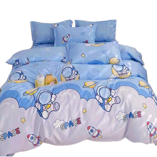 床笠四件套纯棉加厚1.5双人1.8米床罩儿童宿舍1.2防滑被套三4件套