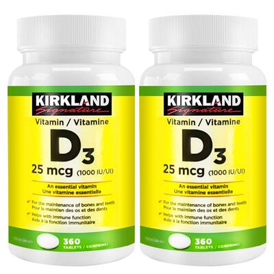 2瓶进口正品柯克兰维生素d3钙片