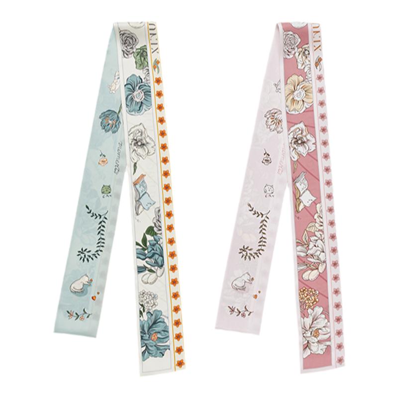 xinuosichou惜诺 浪漫小镇 桑蚕丝真丝长条丝巾 新款法式绑包飘带