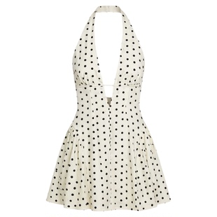 法式甜辣挂脖深V露背显瘦连衣裙Halter Deep V Backless Dress
