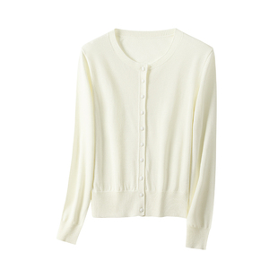 TINGE贴己圆领正肩针织衫女开春穿搭基础款可机洗开衫长袖上衣