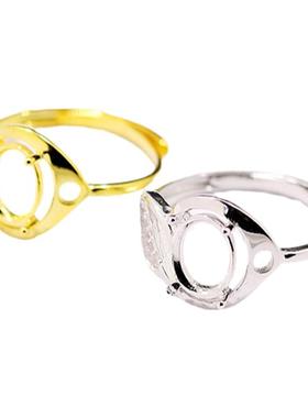 diy大气蜜蜡宝石碧玺戒指空托