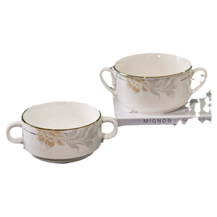 贝玉儿童早餐蒸蛋碗陶瓷防烫双耳碗欧式骨瓷沙拉甜品碗小饭碗汤碗