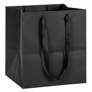 厚白色纸袋定制正方形宽底蛋糕礼品袋鲜花店手提袋花束包装袋定做