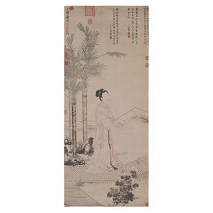 唐寅仕女图国画装修装饰临摹学习艺术挂画国画玄关高清微喷复制品