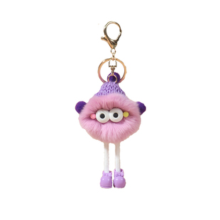 獭兔毛小煤球精灵ins网红可爱包包挂饰毛绒公仔汽车钥匙扣挂件