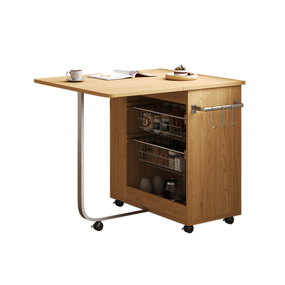可移动折叠餐桌家用小户型岛台厨房小推车吧台茶水柜收纳餐边柜