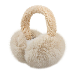 白色仿貂毛绒耳罩女冬季东北骑车滑雪耳捂子保暖防风防寒耳包耳套
