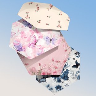 晴雨伞折叠超轻小扁六mini太阳伞折伞口袋遮阳紫外线防晒防伞